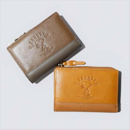 SNOOPY/スヌーピー/PEANUTS/ピーナッツ/蝶ネクタイ/外ＬＦ二つ折り財布/本革
