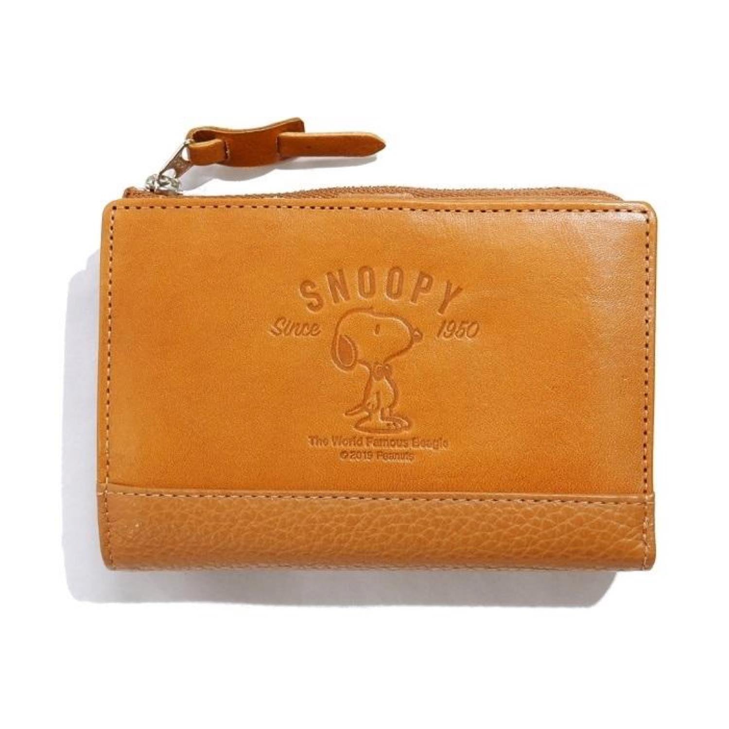 SNOOPY/スヌーピー/PEANUTS/ピーナッツ/蝶ネクタイ/外ＬＦ二つ折り財布/本革