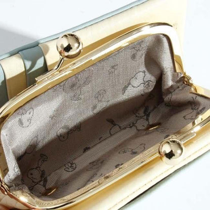 SNOOPY/スヌーピー/PEANUTS/ピーナッツ/スモーキーパステル/ がま口二つ折れ/本革