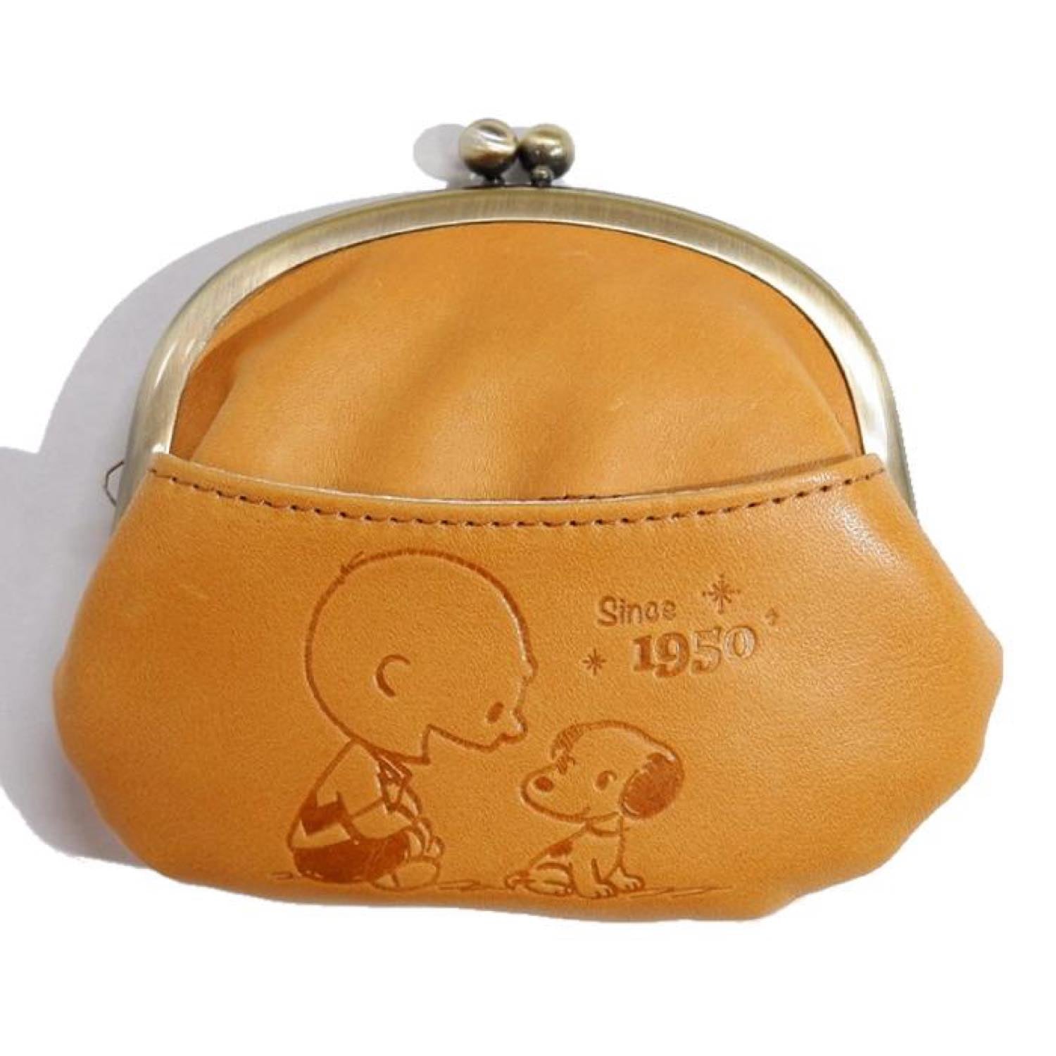 SNOOPY/スヌーピー/PEANUTS/ピーナッツ/70th/がま口　Ｍ/本革